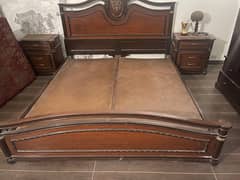 King Size Wooden Bed With 2 side tables