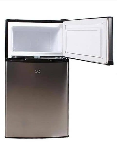 New Gaba National double door refrigerator . Steel grey. Room Fridge 1