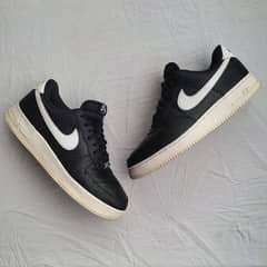 Nike Air Force 1 Low '07 Black White Pebbled Leather Shoes (EUR 47.5)