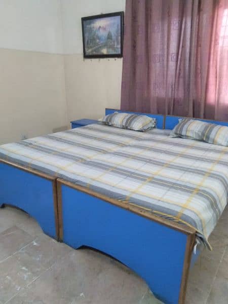 wooden bed set with side tables 2