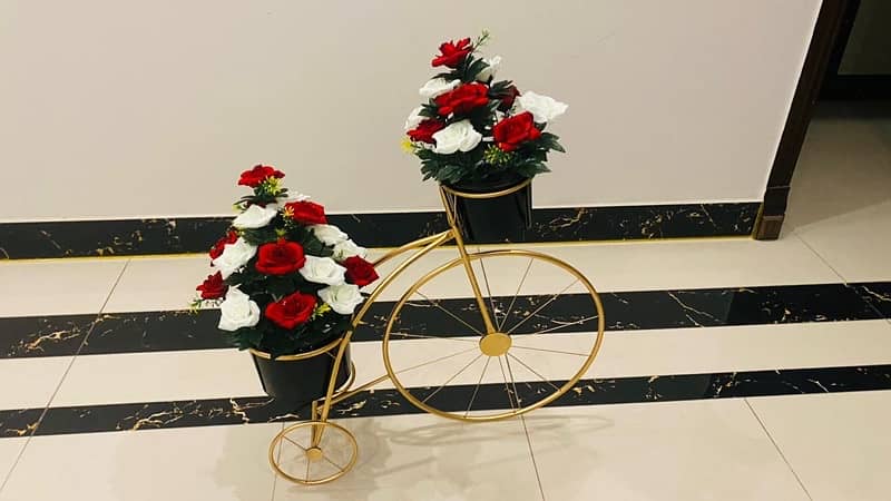 golden decoration cycle with flower for sale 1
