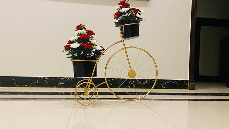 golden decoration cycle with flower for sale 3
