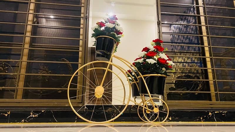 golden decoration cycle with flower for sale 8