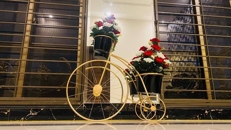 golden decoration cycle with flower for sale 9