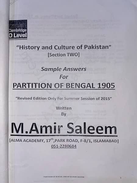 O levels - Pakistan Studies (2059) Paper 2, History. 4