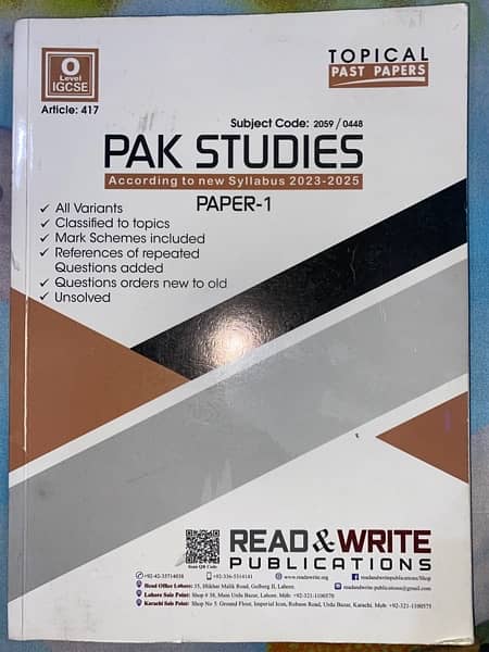 Pakistan Studies, History (2059) O levels. 2