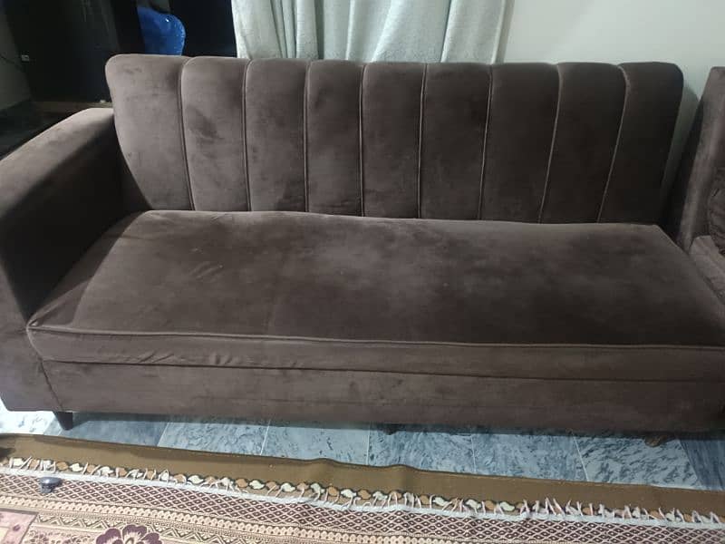Chocolate Brown color velvet sofa 2