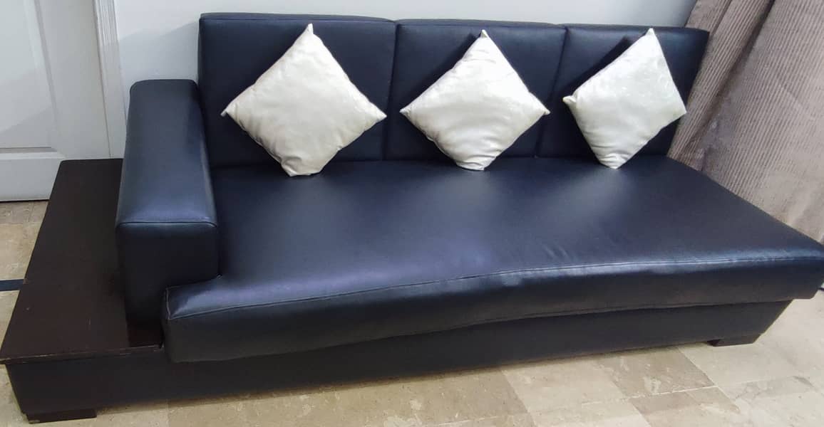 Black color, Leather sofa, L Shaped 1