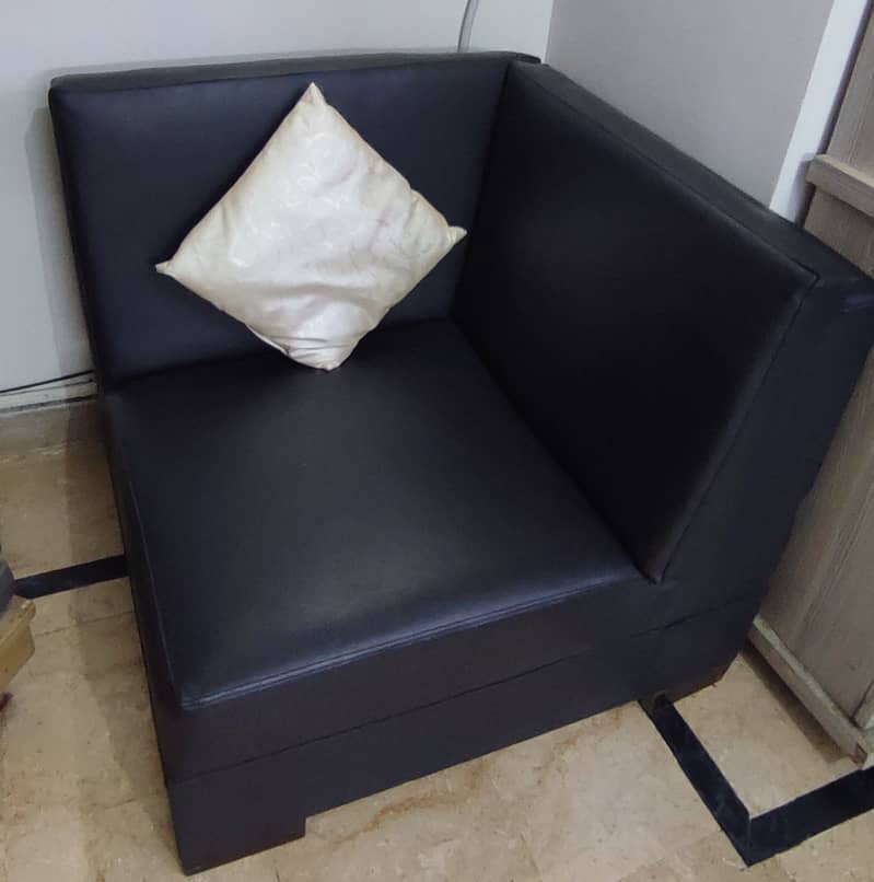 Black color, Leather sofa, L Shaped 3