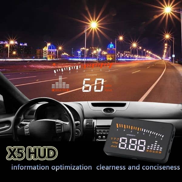 X5 OBD2 HUD Car Head Up Display 12V 3 Inch GPS Speedometer Digit 1