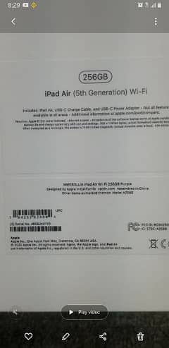 Ipad Air 5th gen 256 Gb 2 minute use only 0
