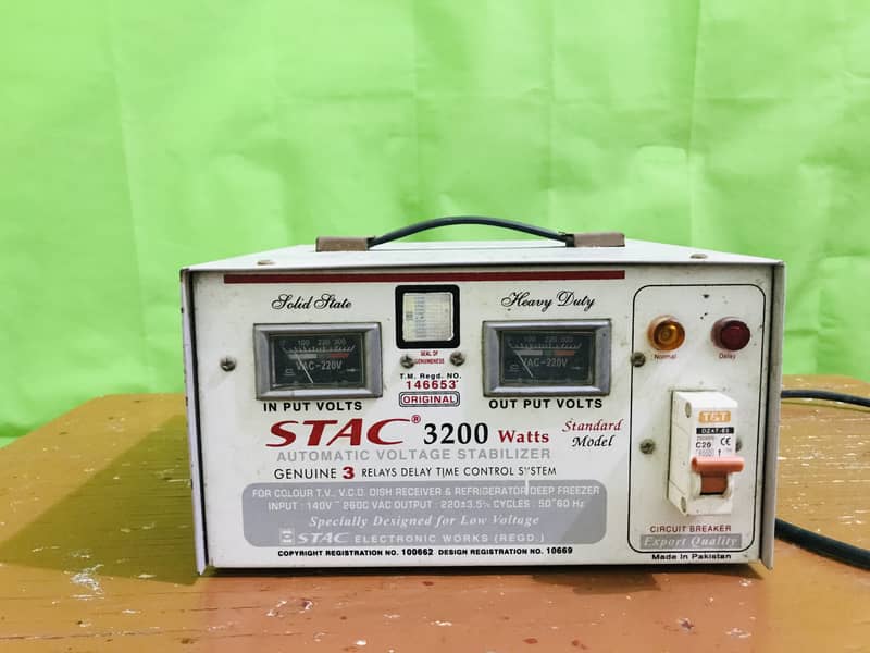 stac stabilizer 3200watts relay heavy duty no: 03162755652 0