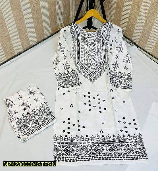 2pcs women Arabic lawn chunri stitched suit 1