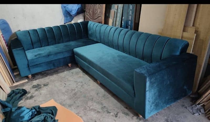 L Type Sofa Set With Centre Table and Stools 2