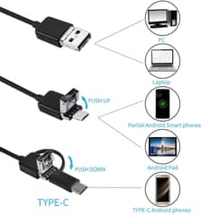USB Snake Inspection Camera, 2.0 MP IP67 Waterproof USB C A16