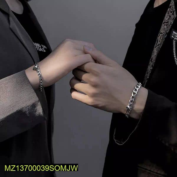 2 Pcs Silver Plated Magnet Heart Design couple's/friend's bracelet 5