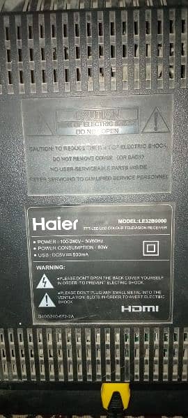 32inch Haier led, model number Le32B9000 2