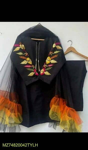3 Pcs women's stitched katan silk Embroiderd suit 2