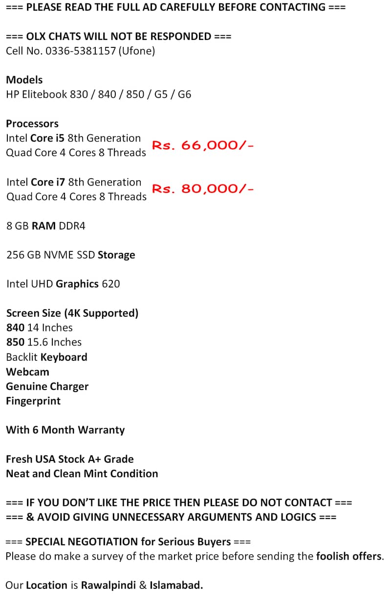 A+ Stock HP Elitebook 830 840 850 G5 G6 Core i5 i7 8th Gen Generation 14