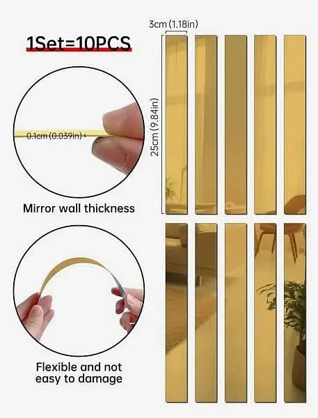 Golden strip wall decoration strips mirror acrylic strips 1