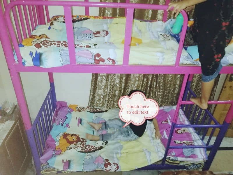 Child Metal Bunk Bed / Corner Less Double Storey Bed 3