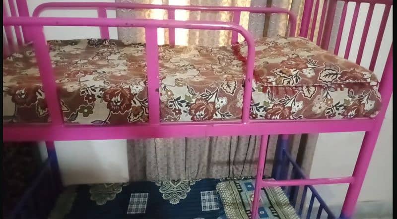 Child Metal Bunk Bed / Corner Less Double Storey Bed 5