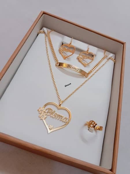21 karat gold plated full set , Locket Earrings Ring Bracelet with box 2