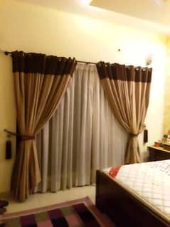 Double tone Velvet Curtains with Satin blinds and beautiful tussles