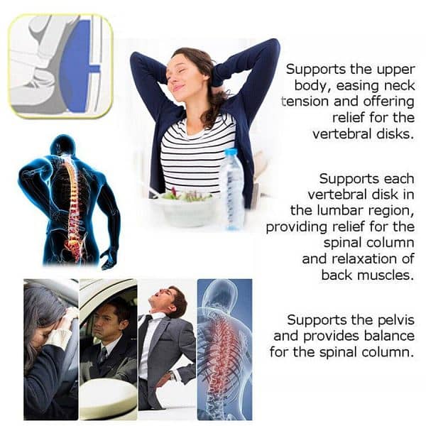 Car Seat Back Relief Lumbar Pain Back Support Pillow Headrest Waist Sa 2