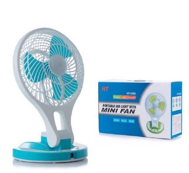 USB Rechargeable Portable Mini Fan With LED Light 2