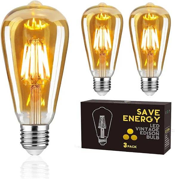 LED EDISON VINTAGE BULBS 6W (PACK OF 3) 0