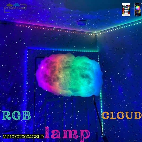 RGB Cotton cloud night lamp, Control with remote,Extra large 3