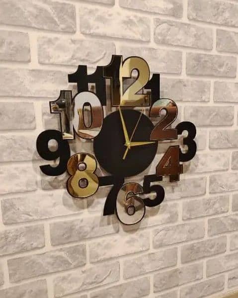 fancy wall clock silver and golden mirror acrylic 3