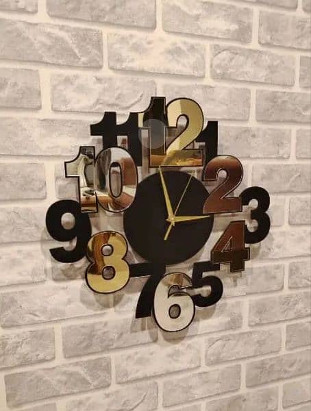 fancy wall clock silver and golden mirror acrylic 4