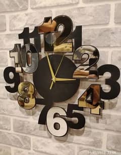 fancy wall clock silver and golden mirror acrylic 0