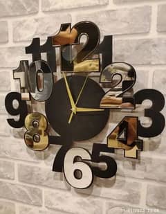 fancy wall clock silver and golden mirror acrylic