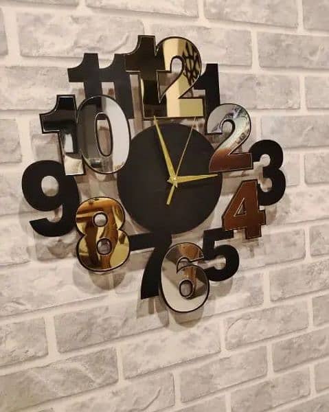 fancy wall clock silver and golden mirror acrylic 2