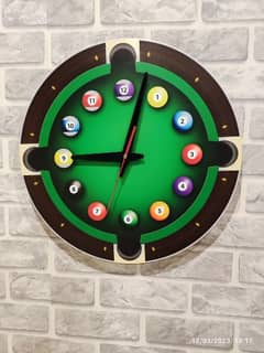 snooker wall clock acrylic with digital printing