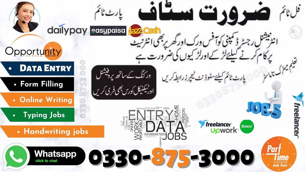 Genuine Data entry jobs according to your flexible schdule Daily payou 0