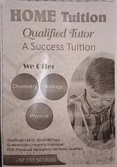 Experienced Tutor Offering Home and Online Tuitions in Islamabad