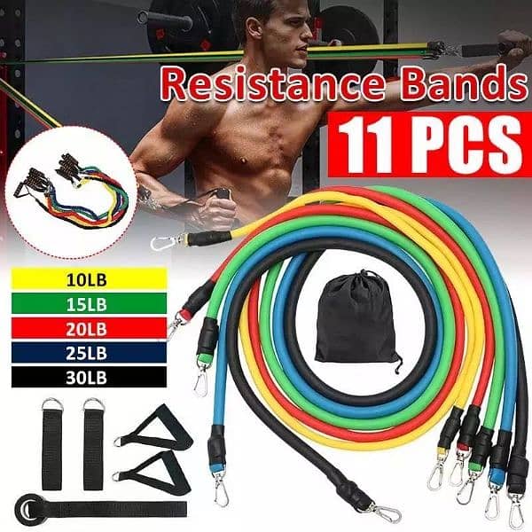 11(PCS) Power Exercise Resistance Band Set 5 In 1 Fitness Band 1