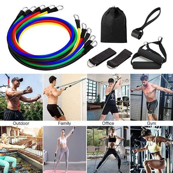 11(PCS) Power Exercise Resistance Band Set 5 In 1 Fitness Band 3