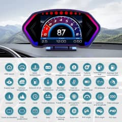 OBD2 +GPS HUD Car Head Up Display Fuel Avg Slop Meter Tachometer Spee