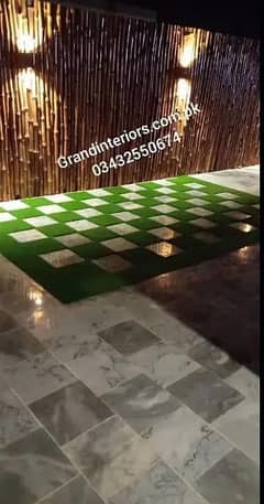 Artificial grass turf vinyl flooring wooden pvc by Grand interiors
