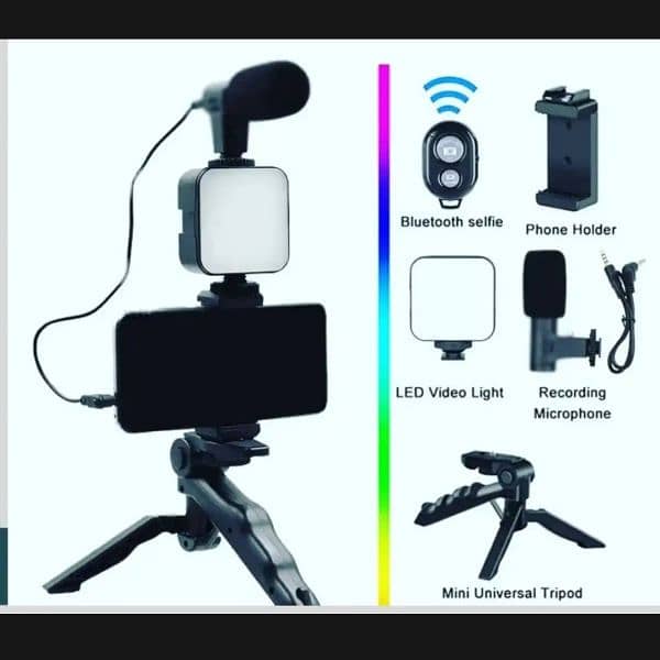 ALL IN ONE Vlogging Kit, Mobile Stand Video Making kit, with tri 11