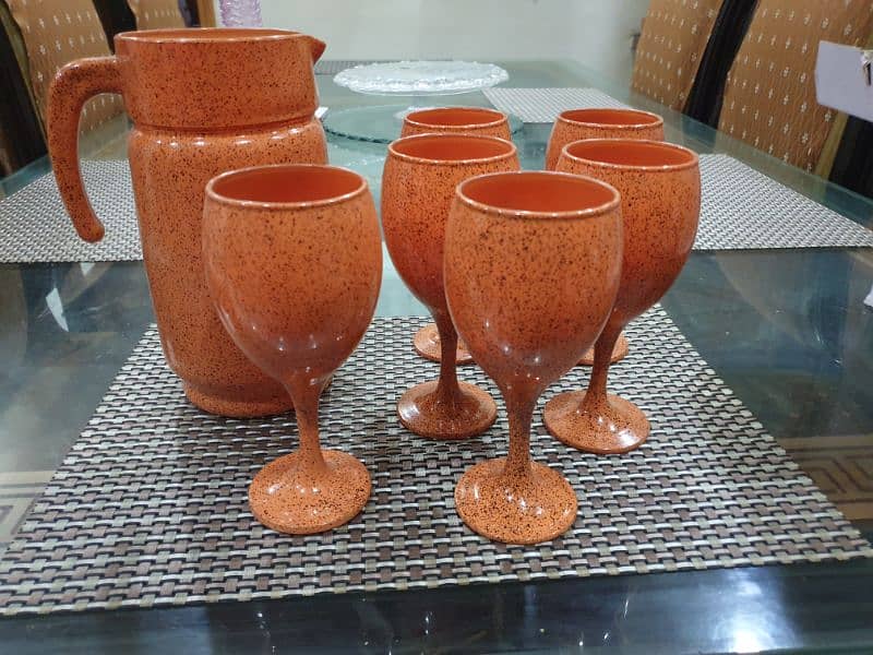 orange colour glass with jug new design 1