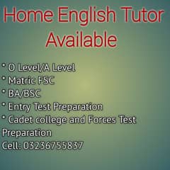 Home tutor available from class 1 to matric