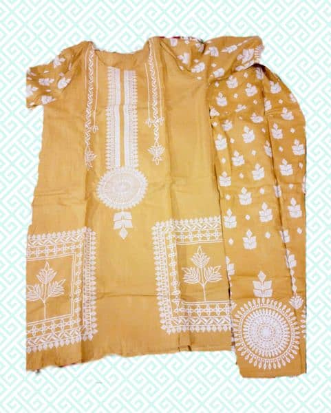 2pcs Women's Stitched Linen Block Printed Suit 4