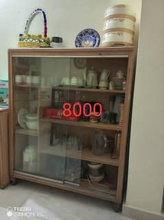 wooden show case for plates and culinary items