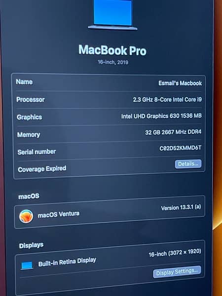 Mac book Pro 2019 ( 16 inch ) 3